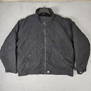 Carhartt Jacket‎ Mens XL Black Nylon Fleece Lined Full Zip Coat j72 Vintage